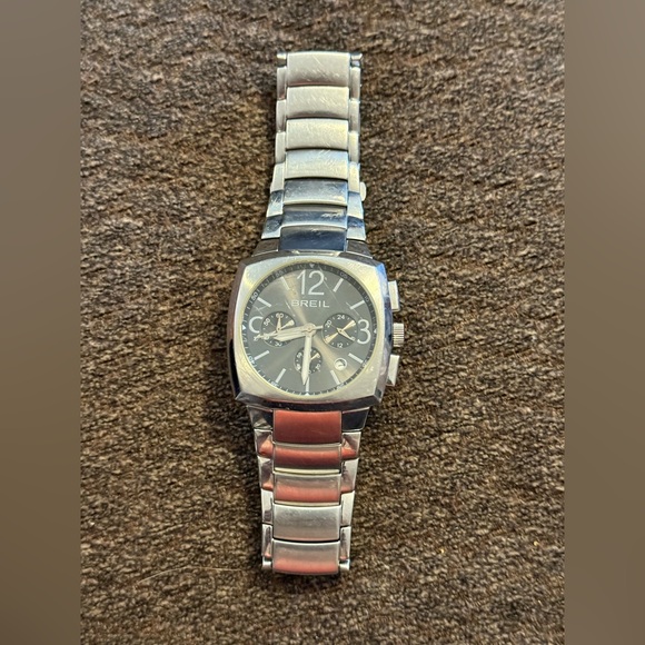 Breil Silver and Black Chronograph Watch TW0766 Preloved needs a battery read - Picture 1 of 7